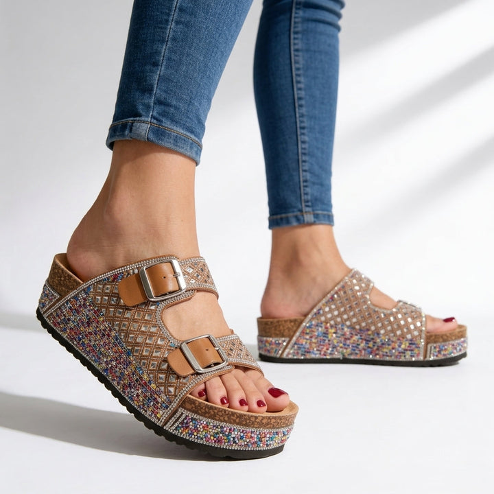 Women's Platform Slide Sandals Cushioned Slip On