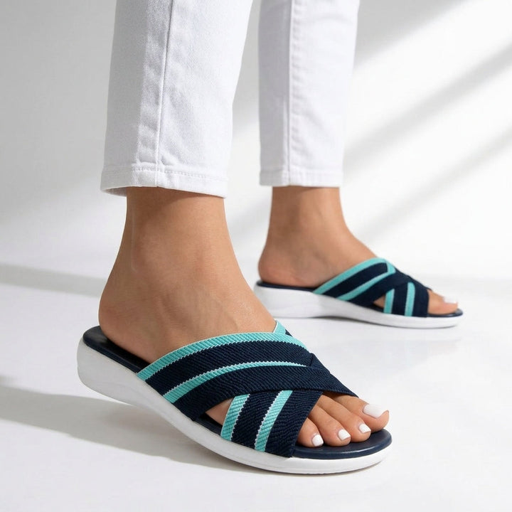 Women's Woven Slide Sandals Slip On Casual Summer Shoes