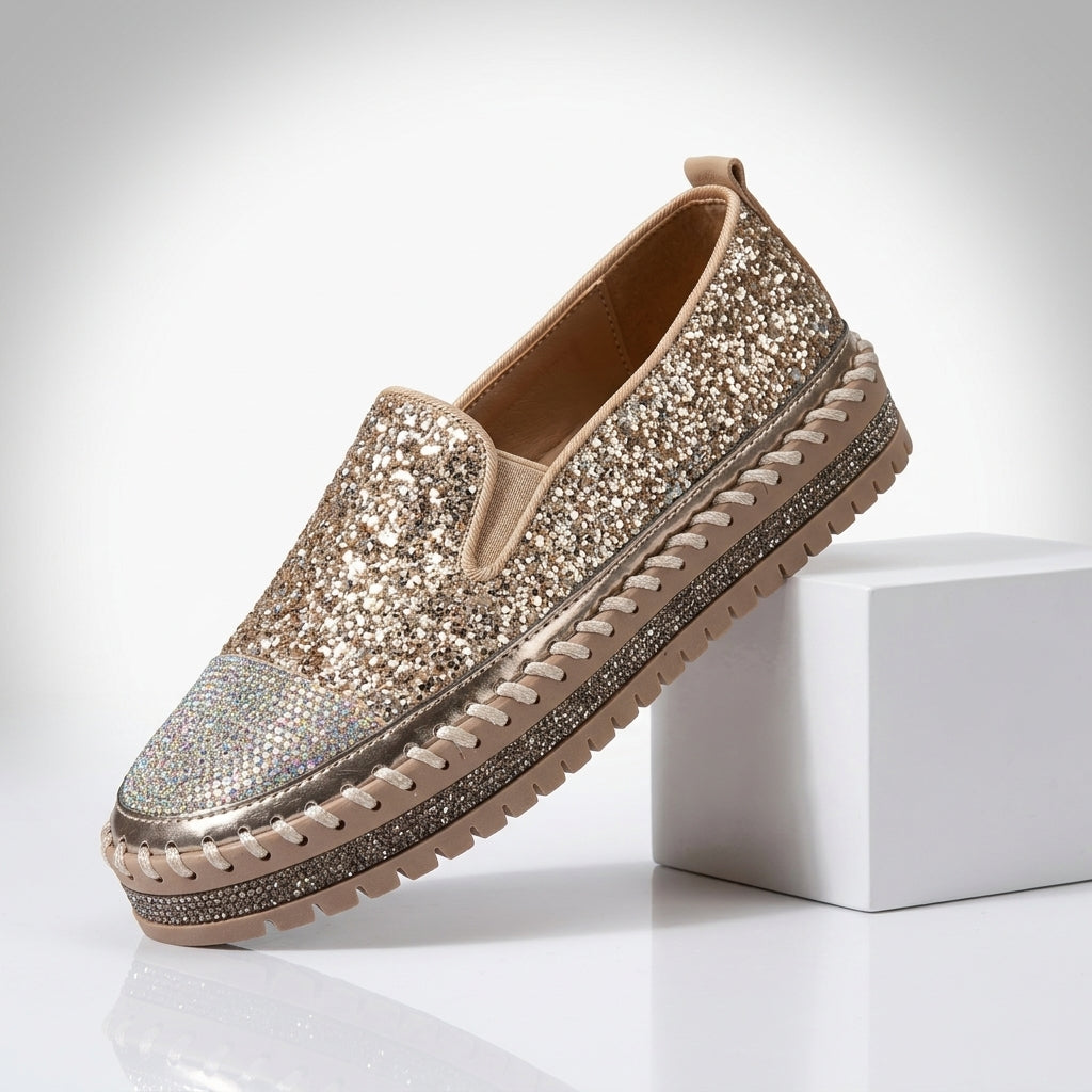 Women's Sequin Slip-On Sneakers Sparkle Casual Shoes