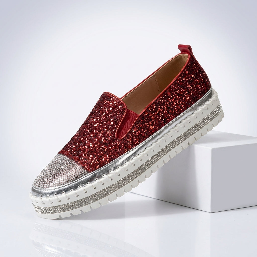 Women's Sequin Slip-On Sneakers Sparkle Casual Shoes