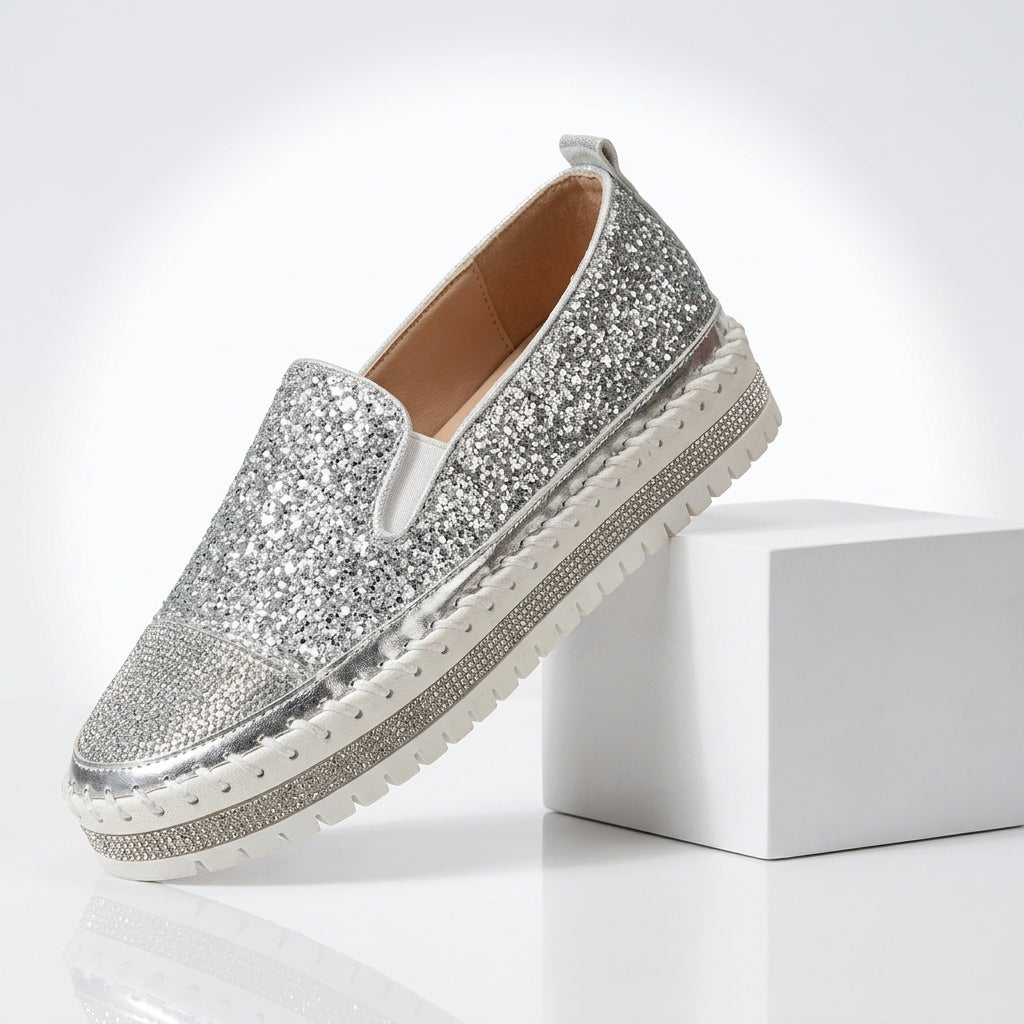 Women's Sequin Slip-On Sneakers Sparkle Casual Shoes