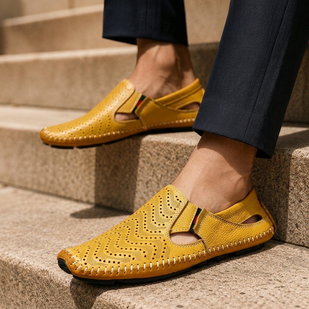 Leonardo Italian Leather Sandals | Men's Handcrafted Casual Slides