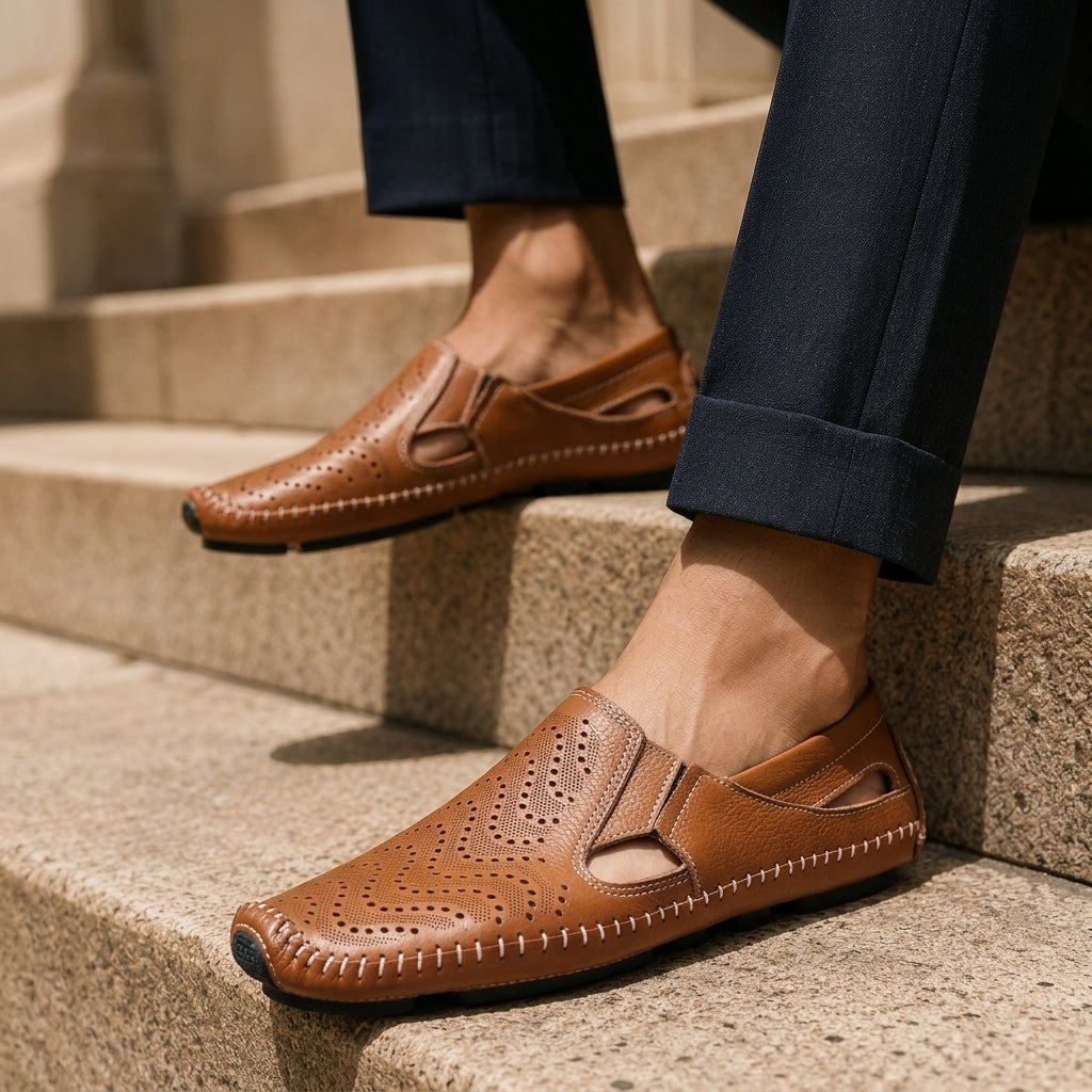 Leonardo Italian Leather Sandals | Men's Handcrafted Casual Slides