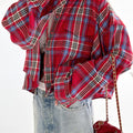 Women’s Plaid Cardigan Jacket – Street Fashion Style-HighTouch