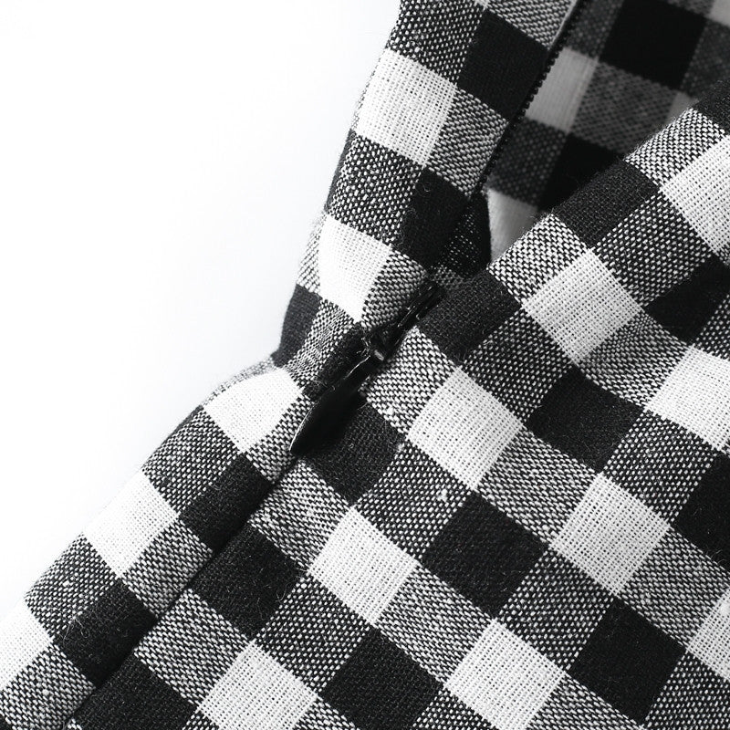 Women's Sling Plaid Midiskirt – Sweet Cotton A-Line Skirt-HighTouch