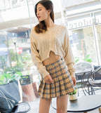 Women’s High-Waist Plaid Pleated Mini – Type A Street Style Skirt
