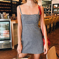 Women's Sling Plaid Midiskirt – Sweet Cotton A-Line Skirt-HighTouch