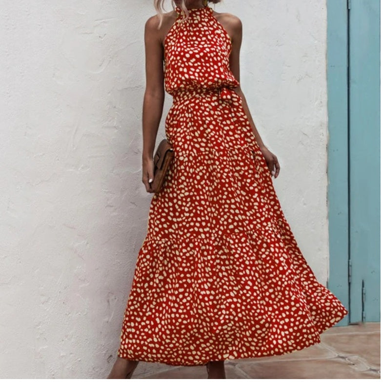 Women's Printed Maxi Lace Dress – Romantic Long Dress-HighTouch