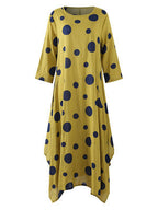 Printed Cotton & Linen Dress – Breathable Natural Fiber Dress-HighTouch