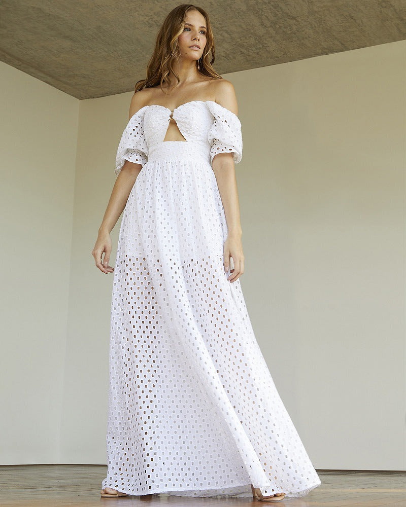 Women's Cotton Linen Short Sleeve Dress-HighTouch