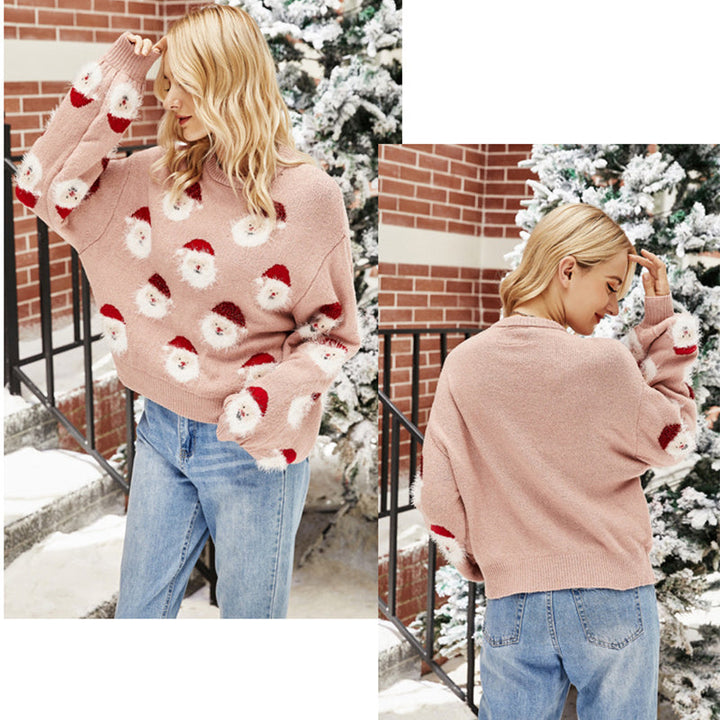 Women's Christmas Santa Cartoon Sweater - Cute Festive Winter Sweater