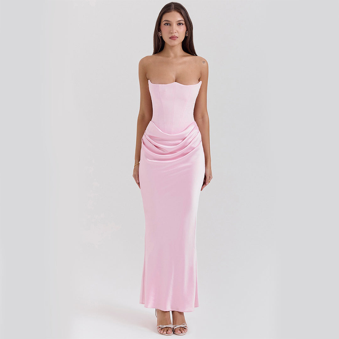Slim Tube Top Long Dress Sexy Fashion Bandeau Backless Party Evening Dresses For Women Clothing-HighTouch