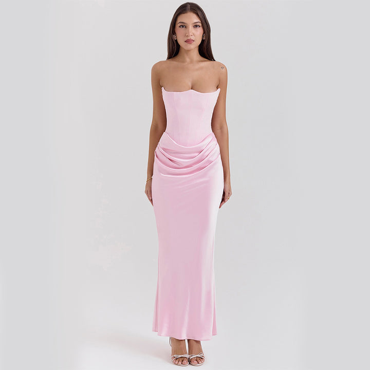 Slim Tube Top Long Dress Sexy Fashion Bandeau Backless Party Evening Dresses For Women Clothing-HighTouch