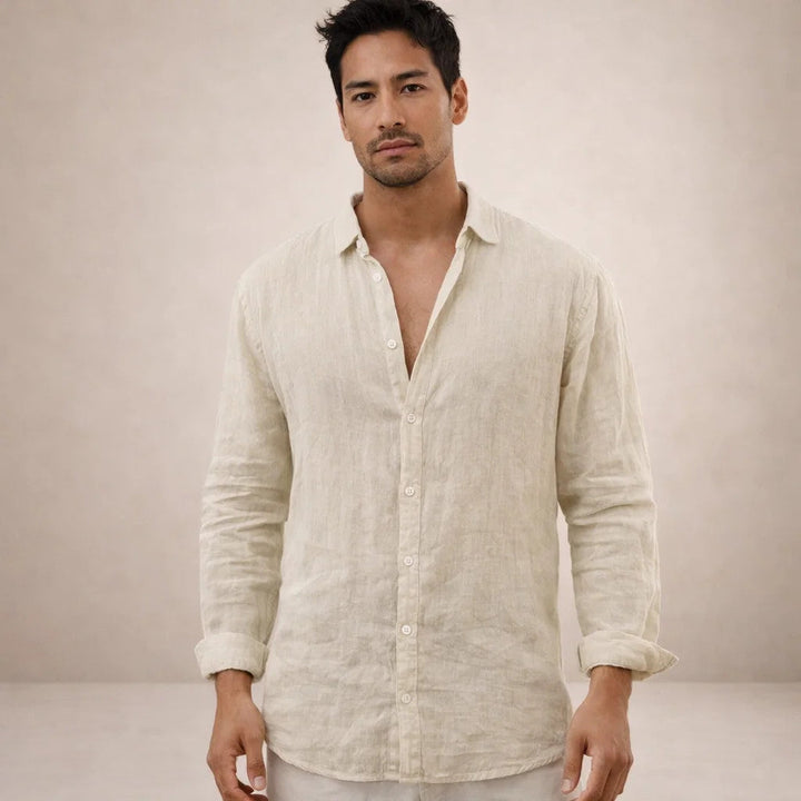 Men's Formal Linen Shirt - Smart Tailored Summer Dress Shirt
