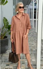 Women's Solid Color Temperament Commute Dress-HighTouch