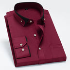 Men’s Stretch Long Sleeve Shirt Casual Non-Iron Slim Fit Dress Shirt-HighTouch