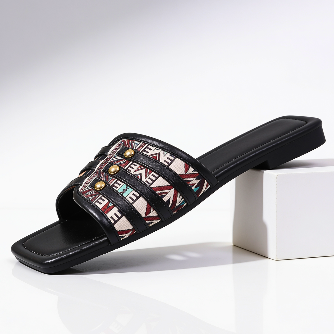 Women's Aztec Pattern Platform Slide Sandals