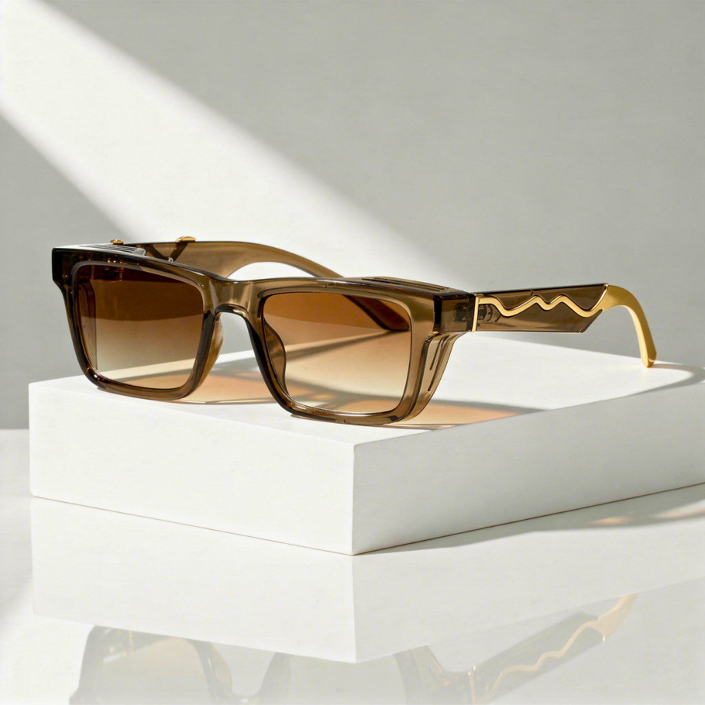 Men's Rectangular Sunglasses with UV400 Protection