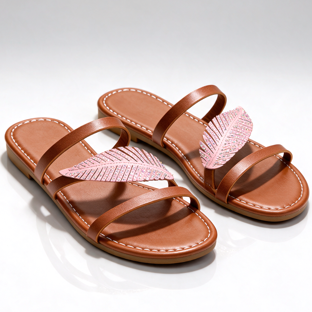Women's Aveline Crystal Plume Sandals – Cushioned Flats