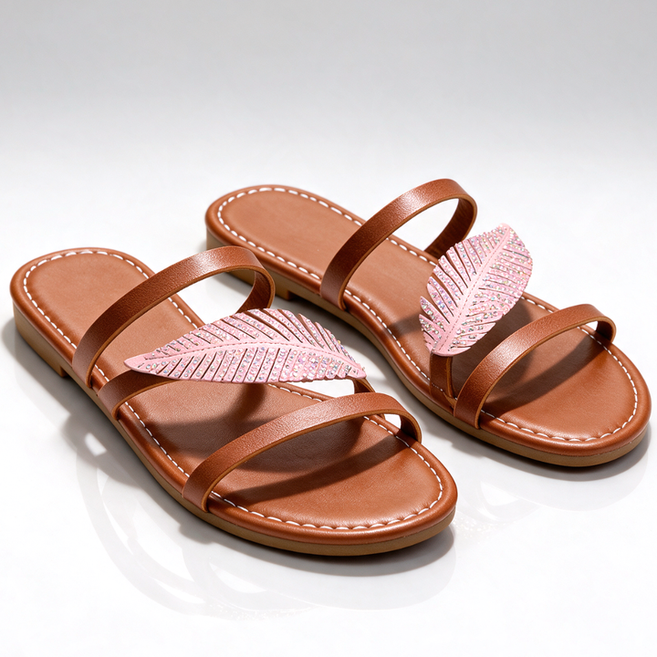 Women's Aveline Crystal Plume Sandals – Cushioned Flats