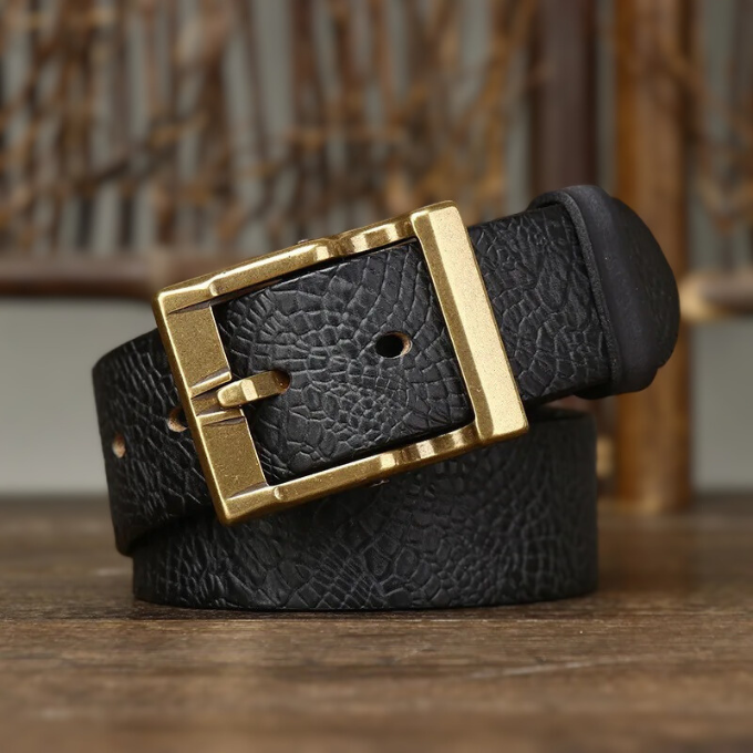 Men's Genuine Cowhide Leather Belt | Brass Buckle