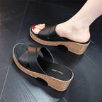 Women’s Chunky Heel Platform Wedge Sandals – Open Toe Jute Summer Shoes-HighTouch