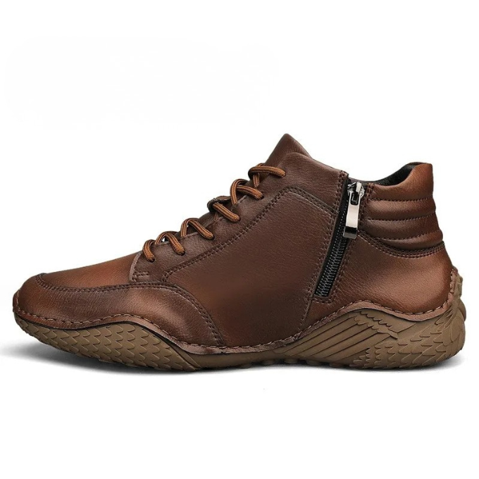 Men’s Leather Ankle Boots – Zip Comfort & Grip
