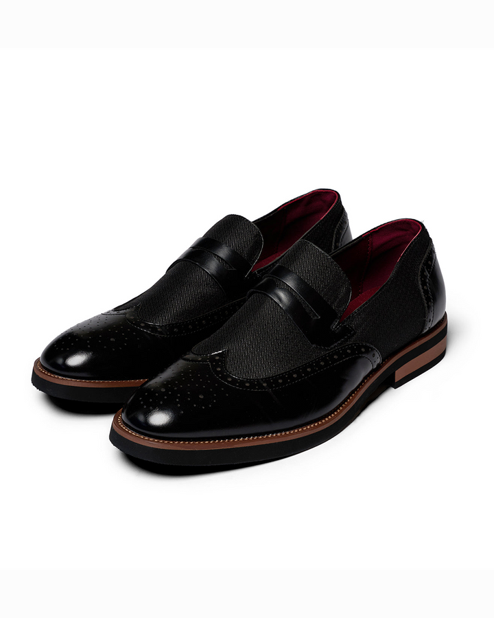 Men's Wingtip Leather Hybrid Loafers | Casual Dress Slip-On Shoes