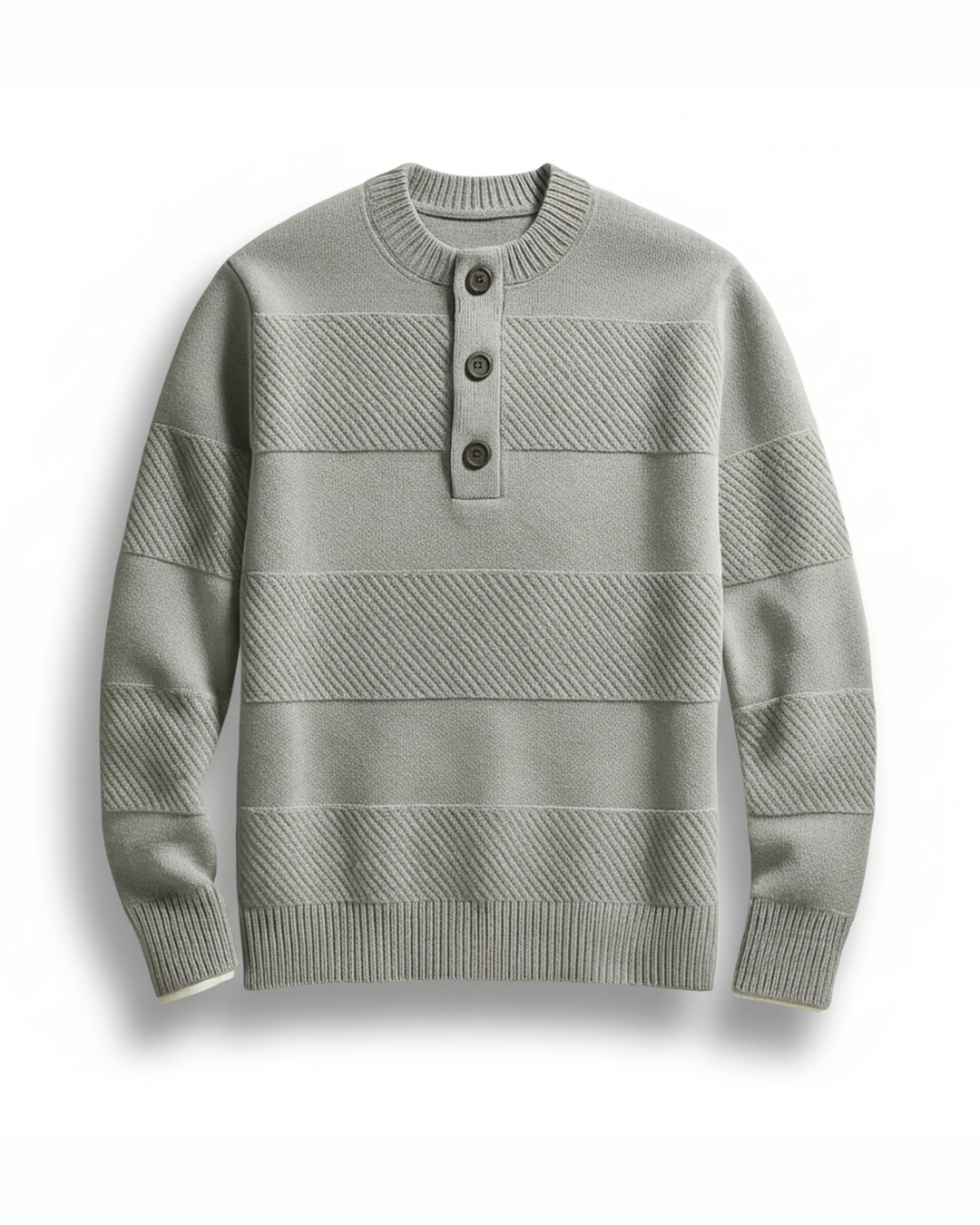 Men's Henley Wool Sweater – Warm Textured Knit