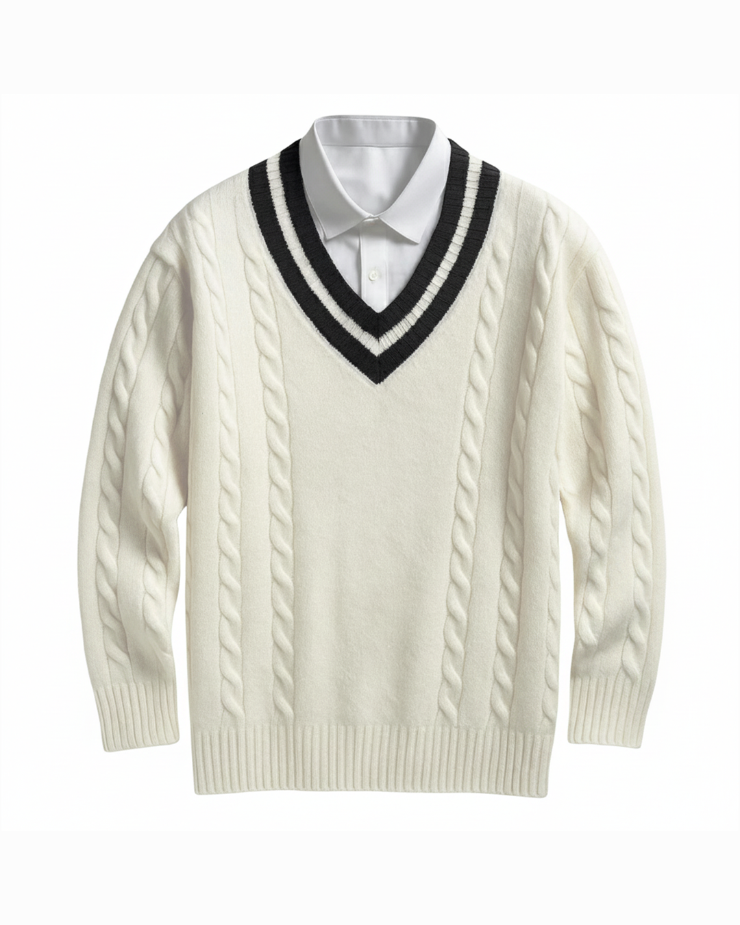 Men's Hampton V-Neck Sweater – Cable Knit Style