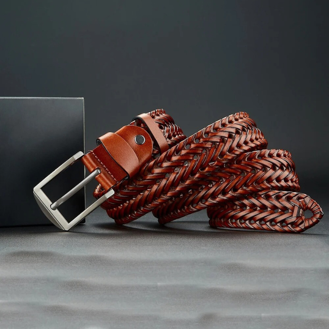 Men's Braided Cowhide Leather Belt