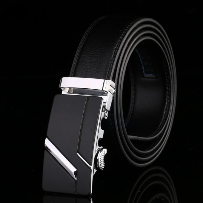 Men's 100% Cowhide Leather Belt | Geometric Buckle