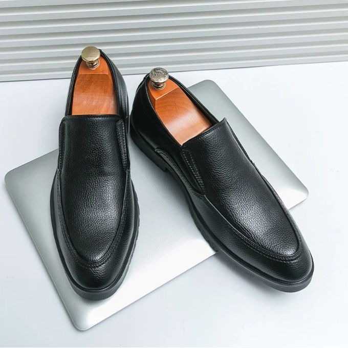 Men's Leather Slip-On Loafers | Classic Business Casual Dress Shoes