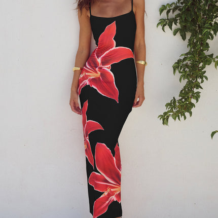 Abstract Unforgettable Floral Print Maxi Dress