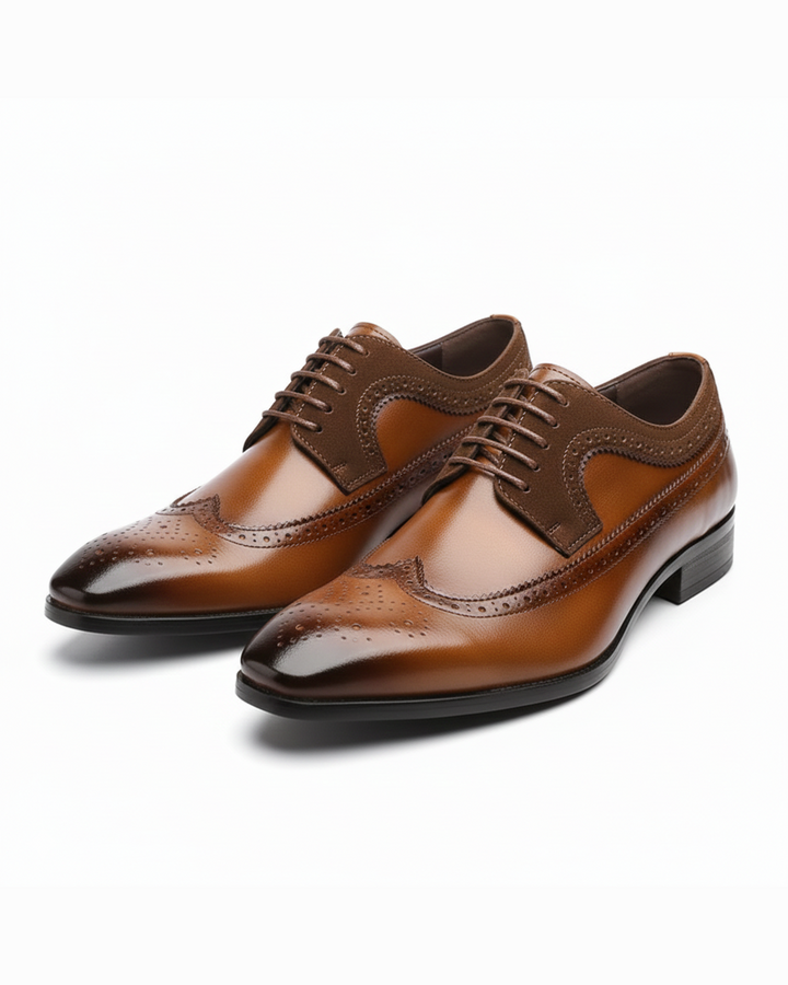 Men's Leather Brogue Oxford Shoes | Classic Formal Wingtip Dress Shoes