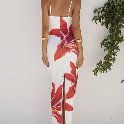 Abstract Unforgettable Floral Print Maxi Dress