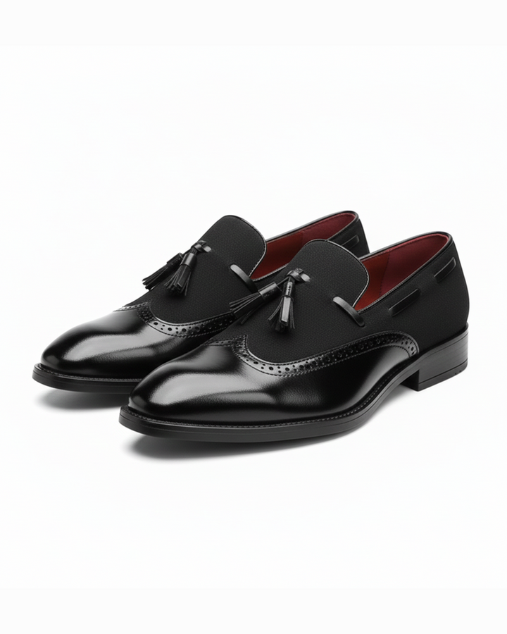 Men's Leather Tassel Loafers Slip-On Shoes