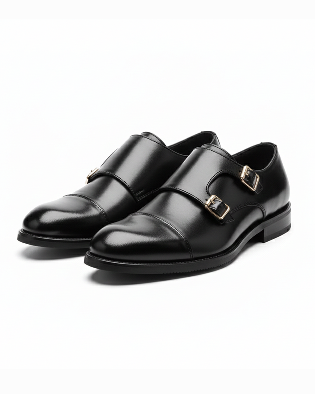 Men’s Double Monk Strap Shoes – Full-Grain Leather