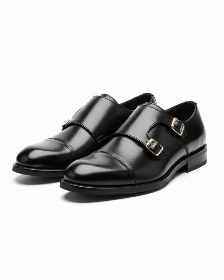 Men’s Double Monk Strap Shoes – Full-Grain Leather