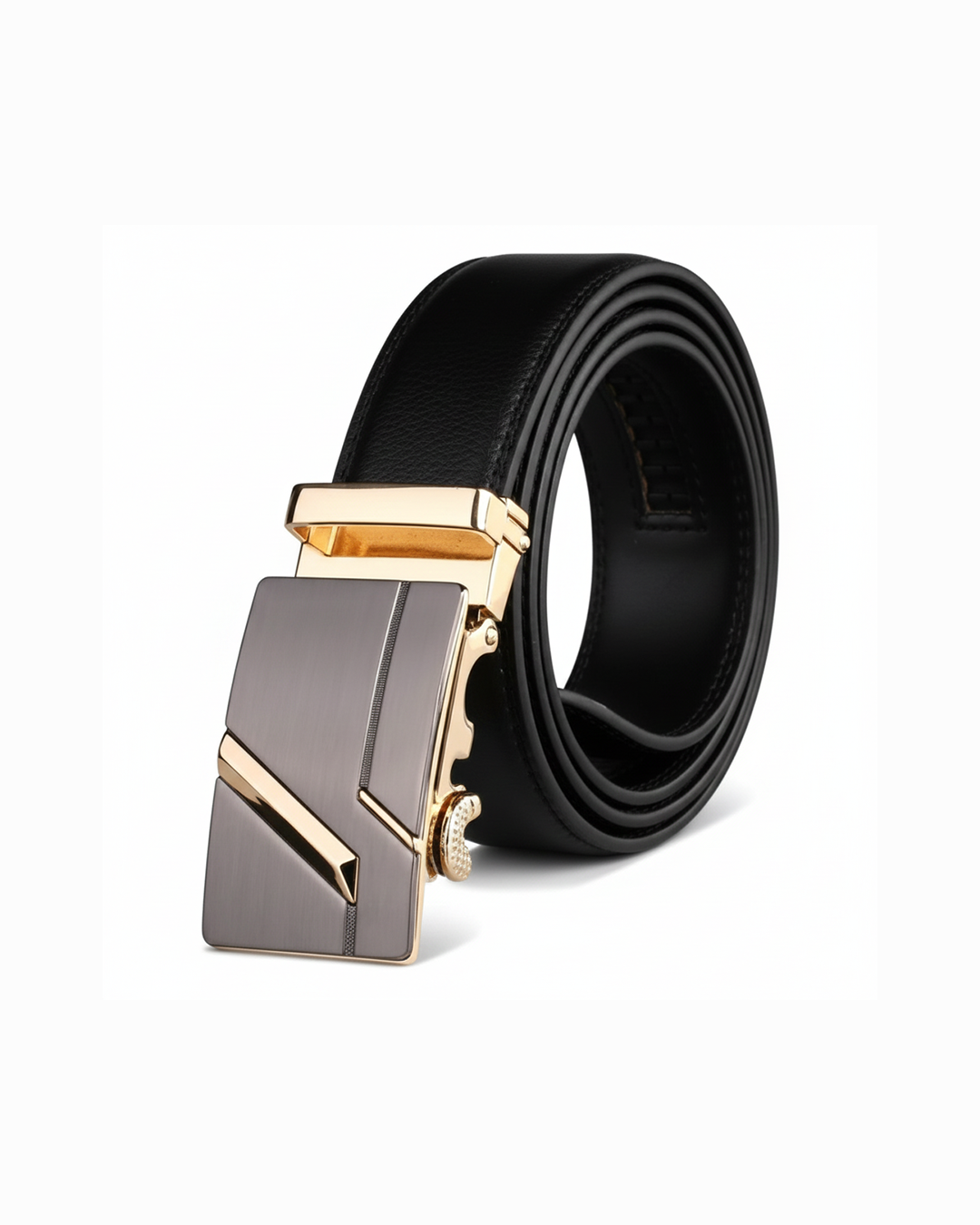 Men's 100% Cowhide Leather Belt | Geometric Buckle