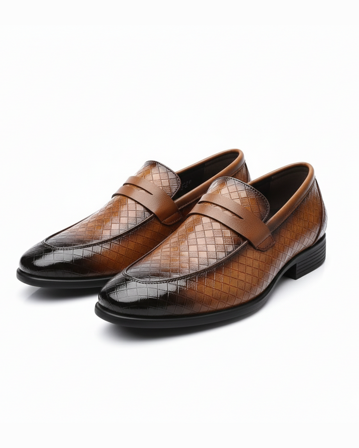 Men’s Leather Woven Loafers – Polished Slip-On Style