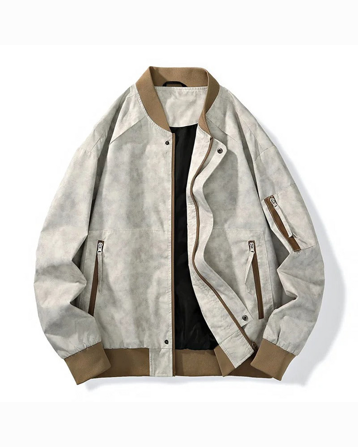 Men's Stonewash Denim Bomber Jacket