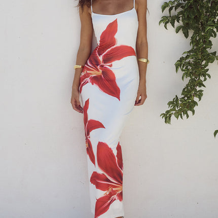 Abstract Unforgettable Floral Print Maxi Dress