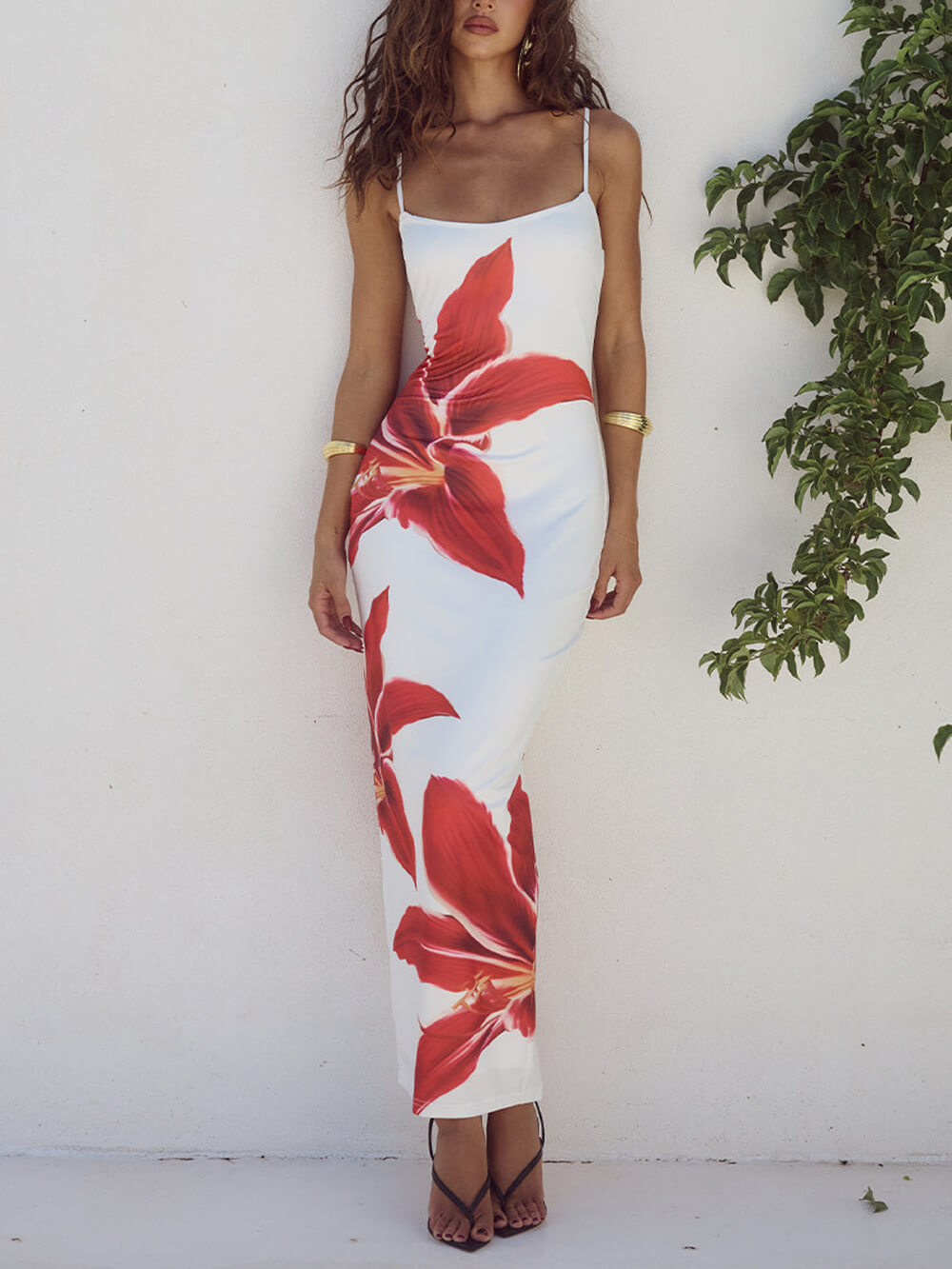Abstract Unforgettable Floral Print Maxi Dress-HighTouch