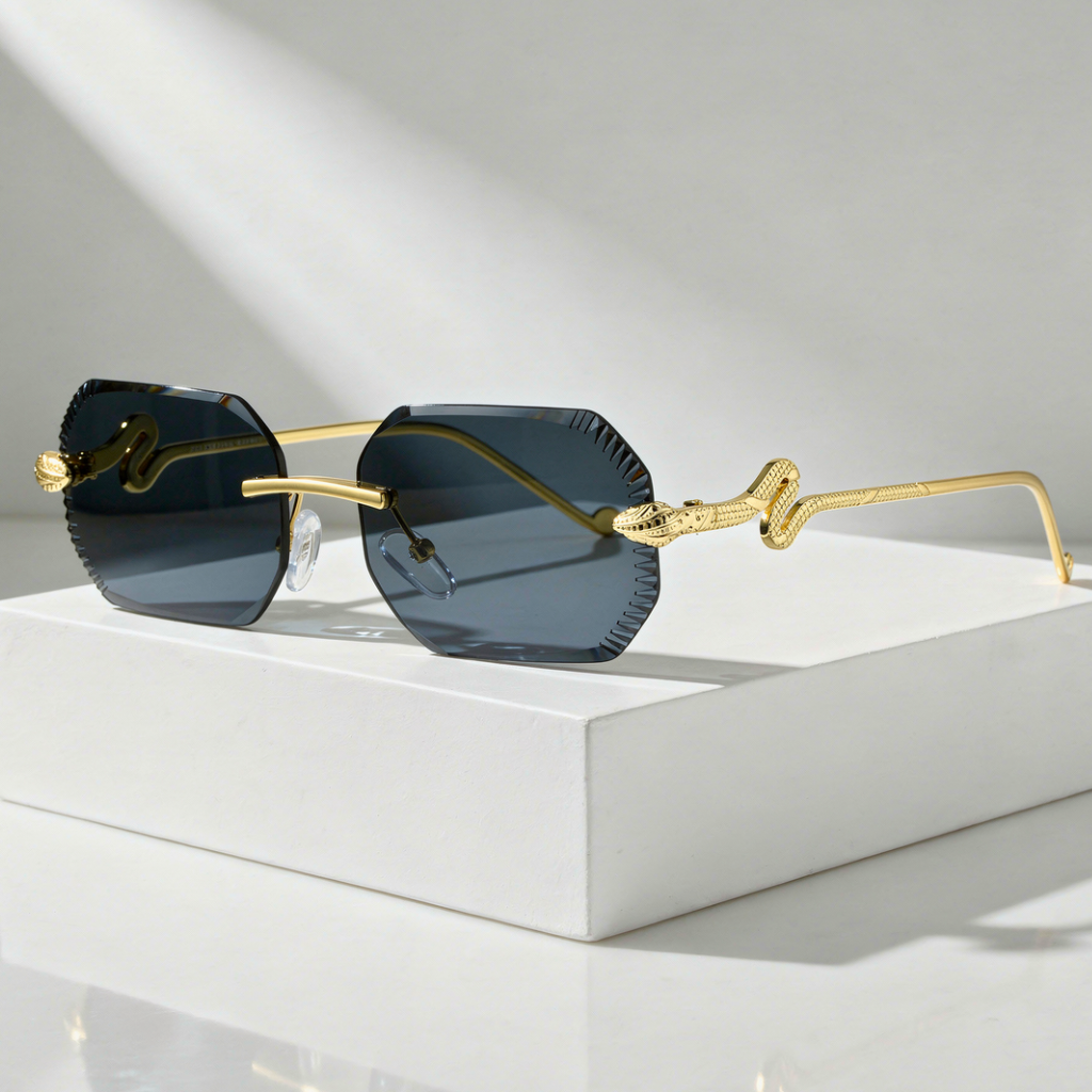 Women`s Rimless Sunglasses with UV400 Protection