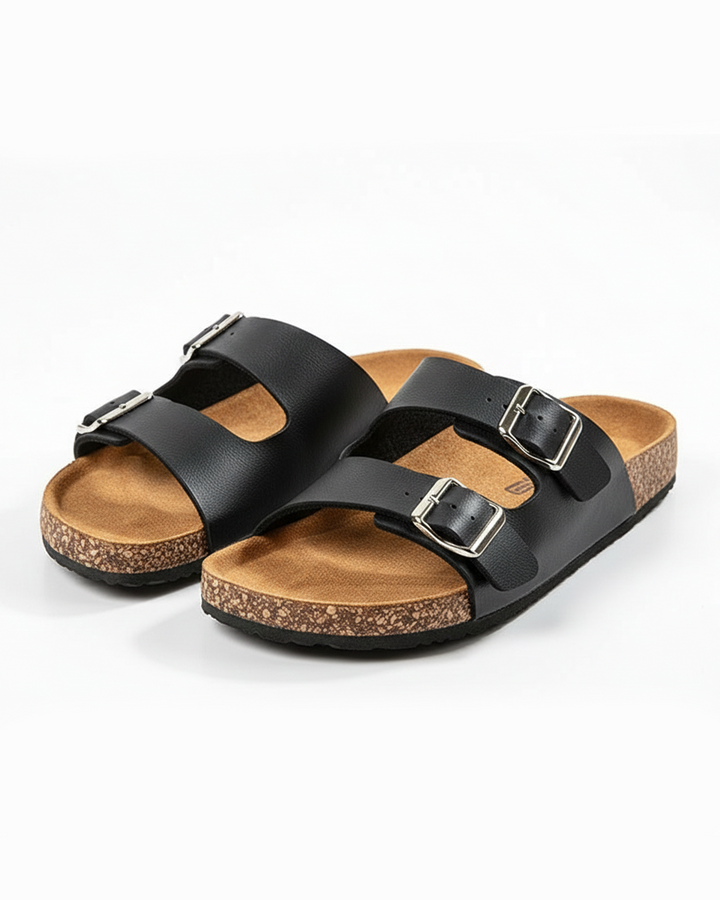 Men's Comfort Leather Slide Sandals | Non-Slip Open Toe Summer Shoes