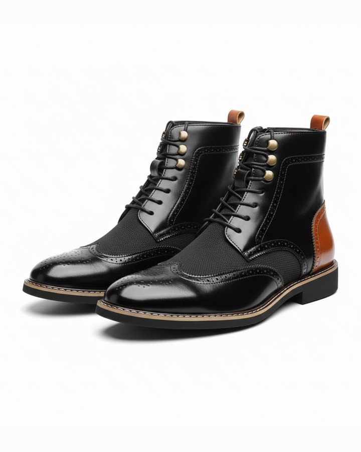 Men’s Leather Brogue Boots – Smart Casual Style