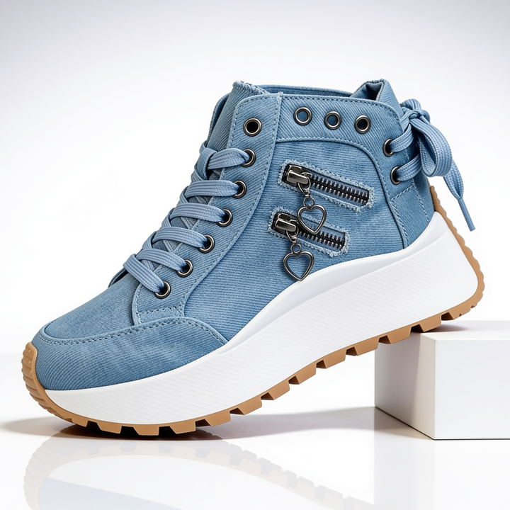 Women's Sweetheart Platform Sneakers Casual Lace Up Shoes