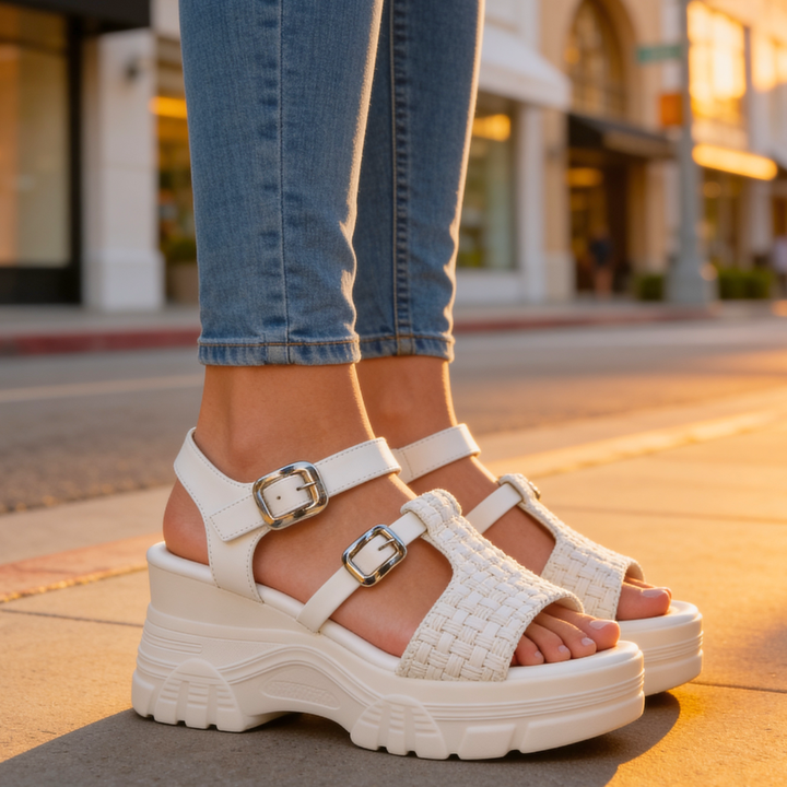 Women's Woven Platform Sandals – 7.5cm Lift
