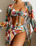 Juanita| Tropical Print Bikini Set with Cover-Up